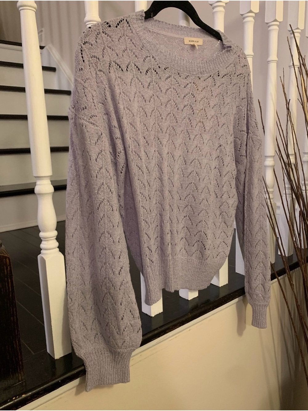 Gilli Lilac Open-Knit Crewneck Sweater